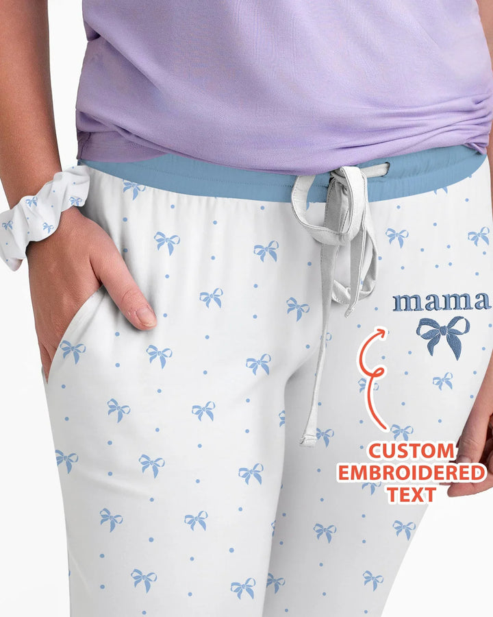 Custom Embroidered Name Mommy and Girls Matching Bamboo Women Pajama Set