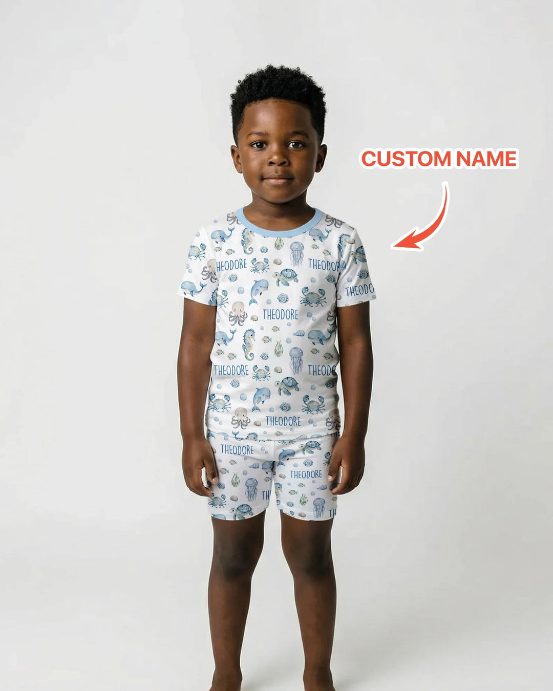 Zweiteiliges Pyjama-Set mit kurzen Ärmeln und Shorts im Sommer-Design