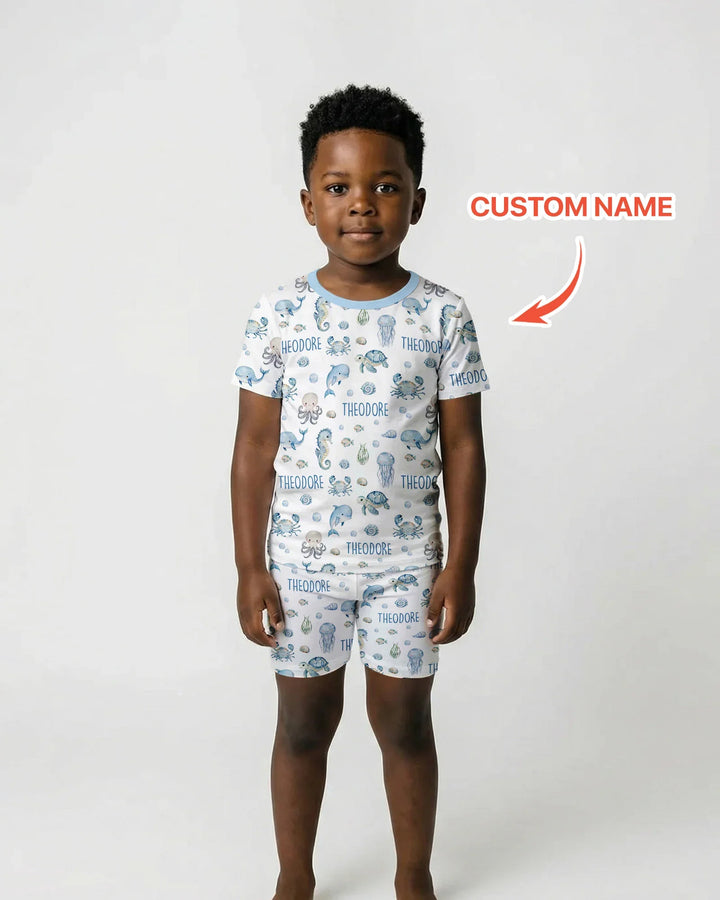 Zweiteiliges Pyjama-Set mit kurzen Ärmeln und Shorts im Sommer-Design