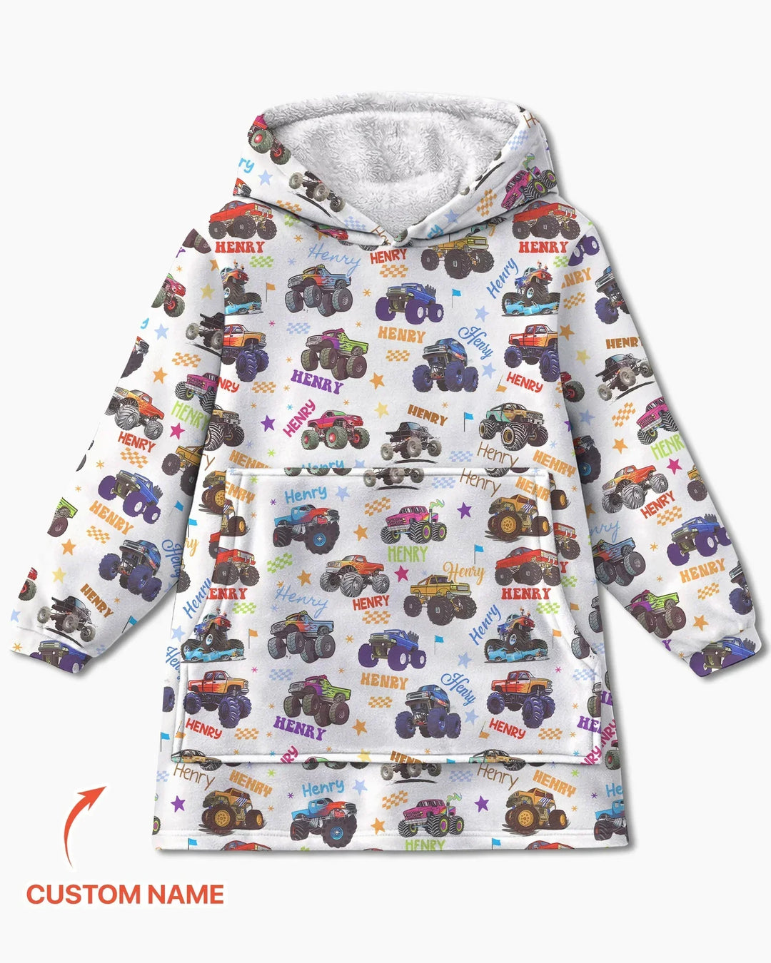 Monster Truck Custom Name Bamboo Blanket Hoodie