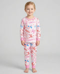 Pink Girly Patriotic Bamboo Two Piece Long Sleeve Pajama Set
