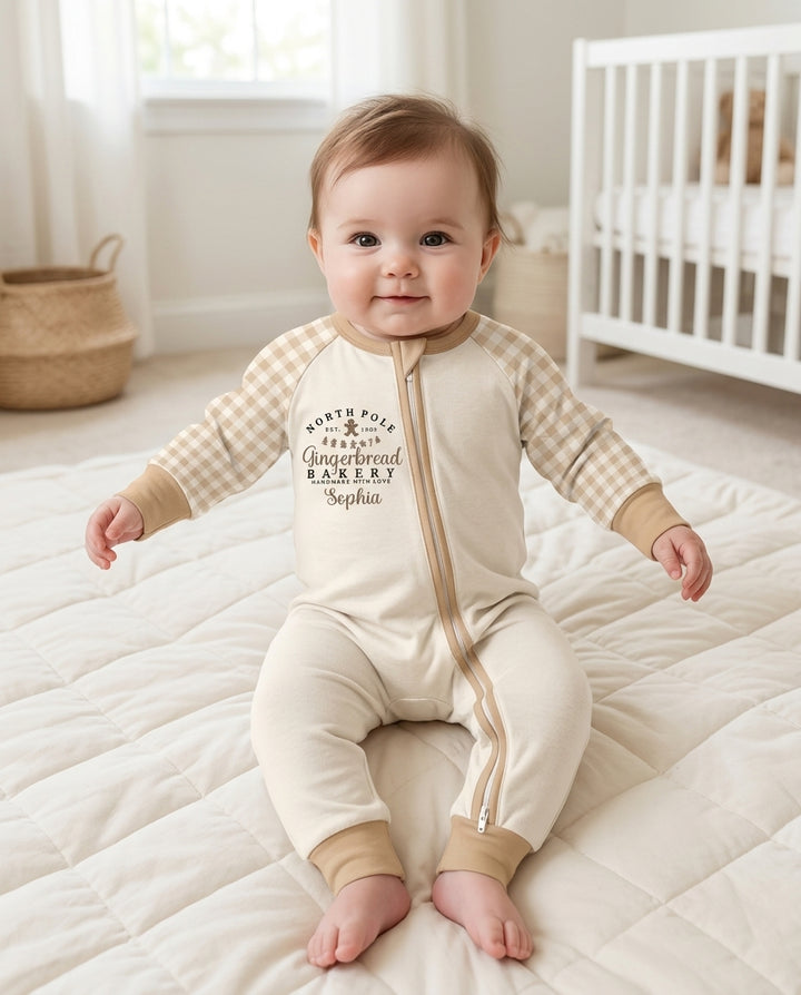 Custom Name Gingerbread Bakery Bamboo Convertible Zippy