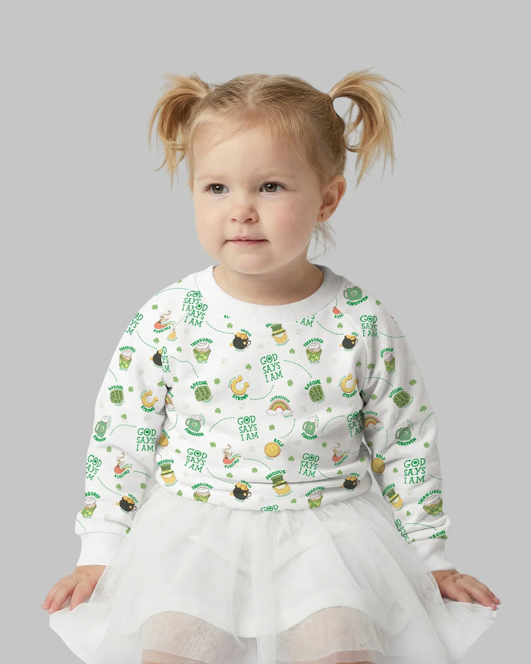 St. Patrick's Day Gott sagt, ich bin Bambus Rundhals-Sweatshirt
