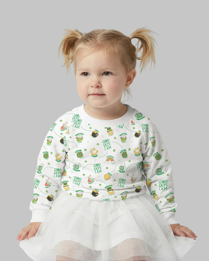 St. Patrick's Day Gott sagt, ich bin Bambus Rundhals-Sweatshirt