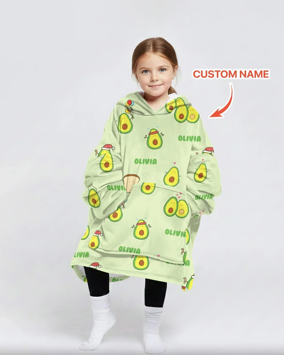 Personalisierte Niedliche Avocado Bambus Decken-Hoodie