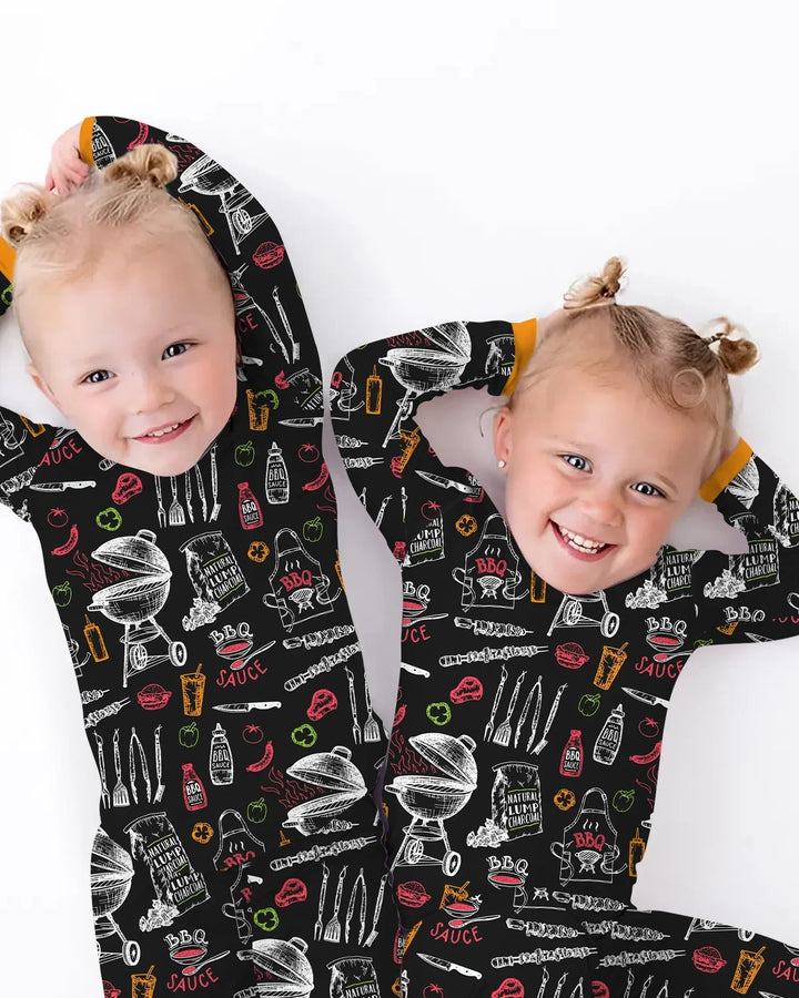 Zweiteiliges Langarm-Pyjama-Set mit Sommerfrüchten