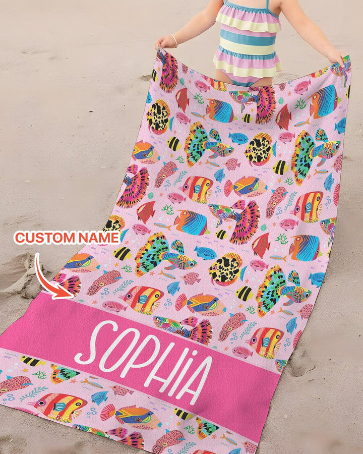 Custom Name Fish Dream Beach Towel