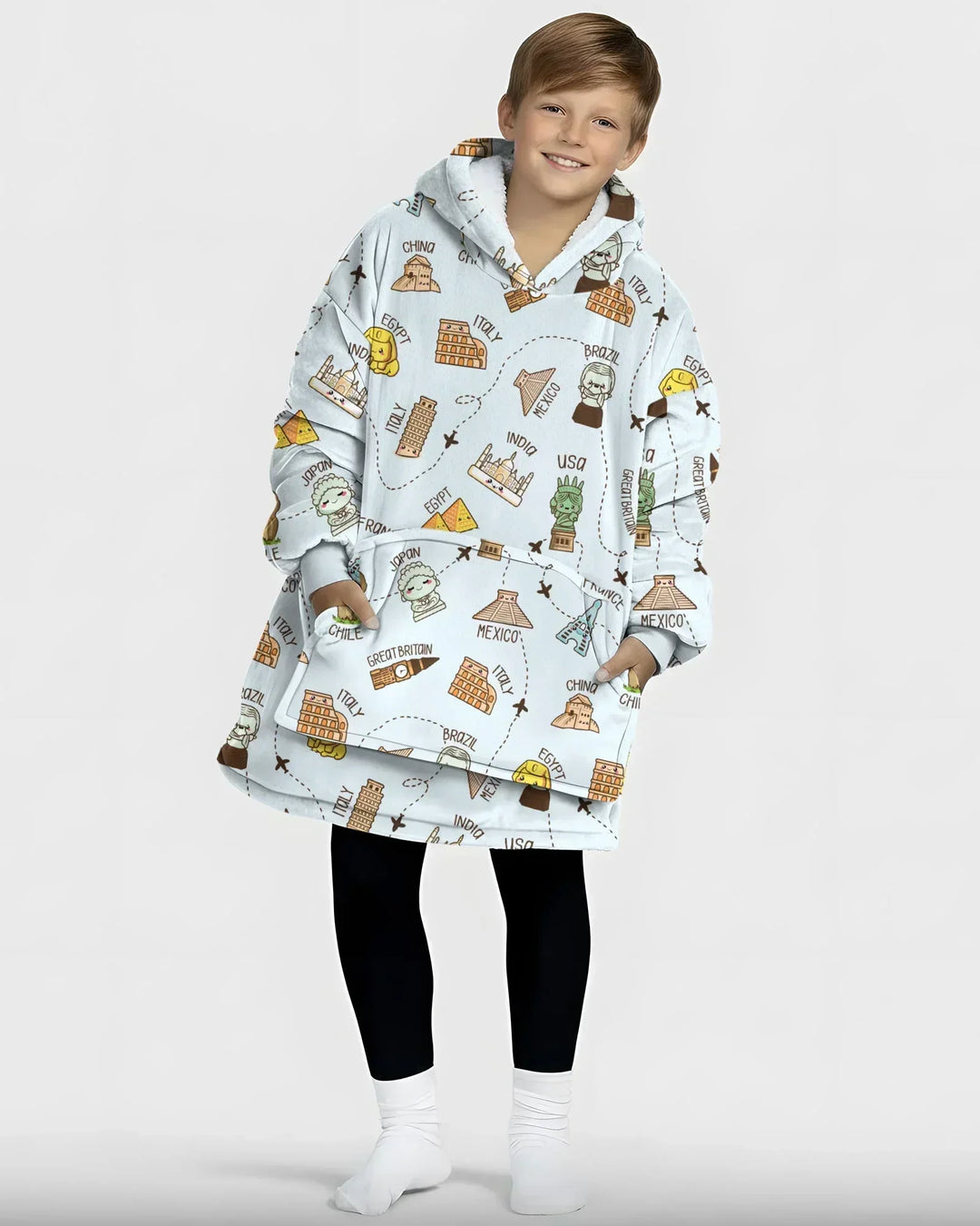 Kawaii World Tour Tragbarer Bambus-Deckenhoodie