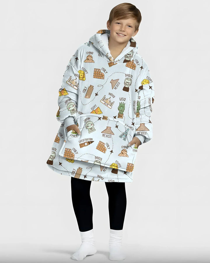Kawaii World Tour Tragbarer Bambus-Deckenhoodie