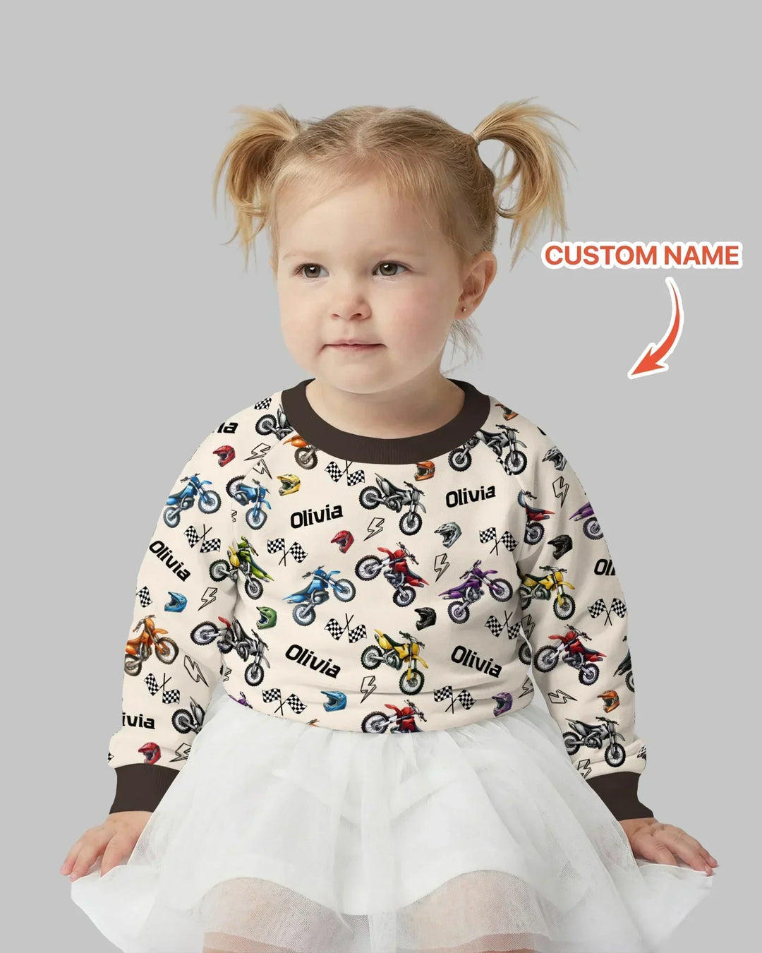 Personalisiertes Little Dirt Bike Rider Bambus Rundhals-Sweatshirt