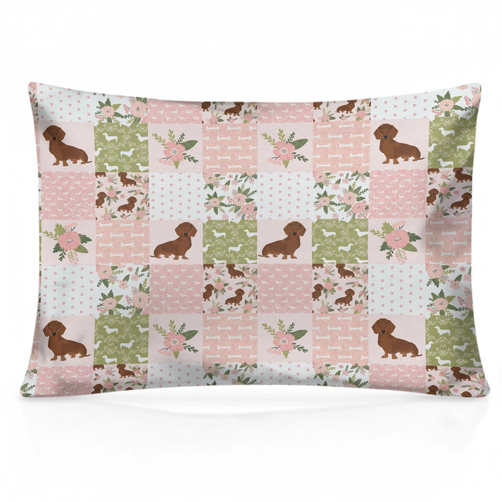 Floral Dachshund Grace Bamboo Pillow Case