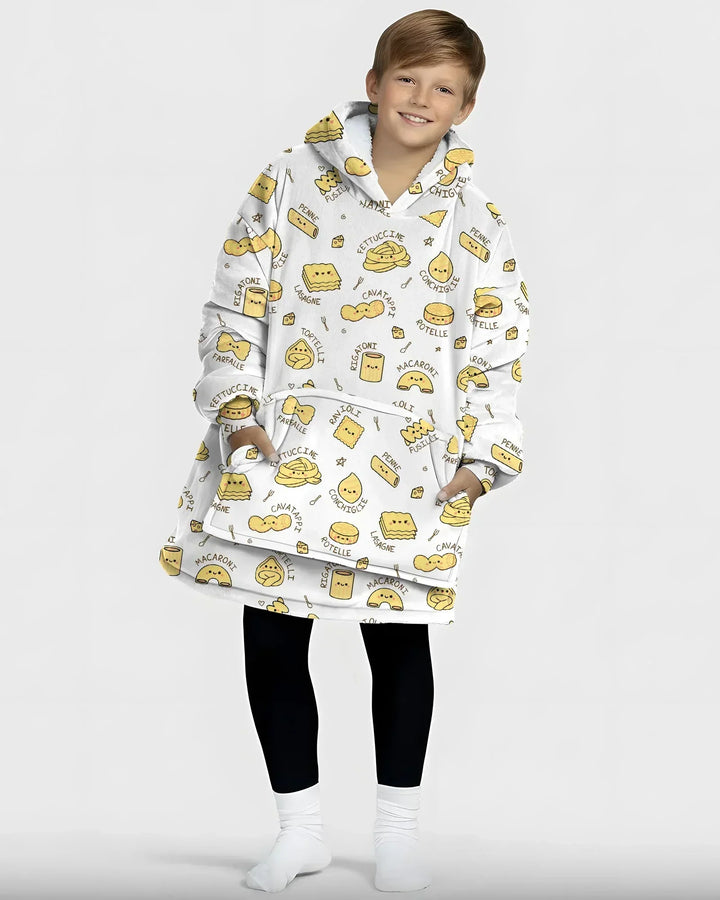 Kawaii Pasta Tragbarer Bambus-Deckenhoodie