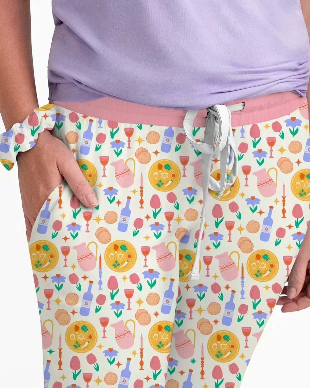 Pessach Sameach Passende Familien-Pyjama-Set aus Bambus für Damen