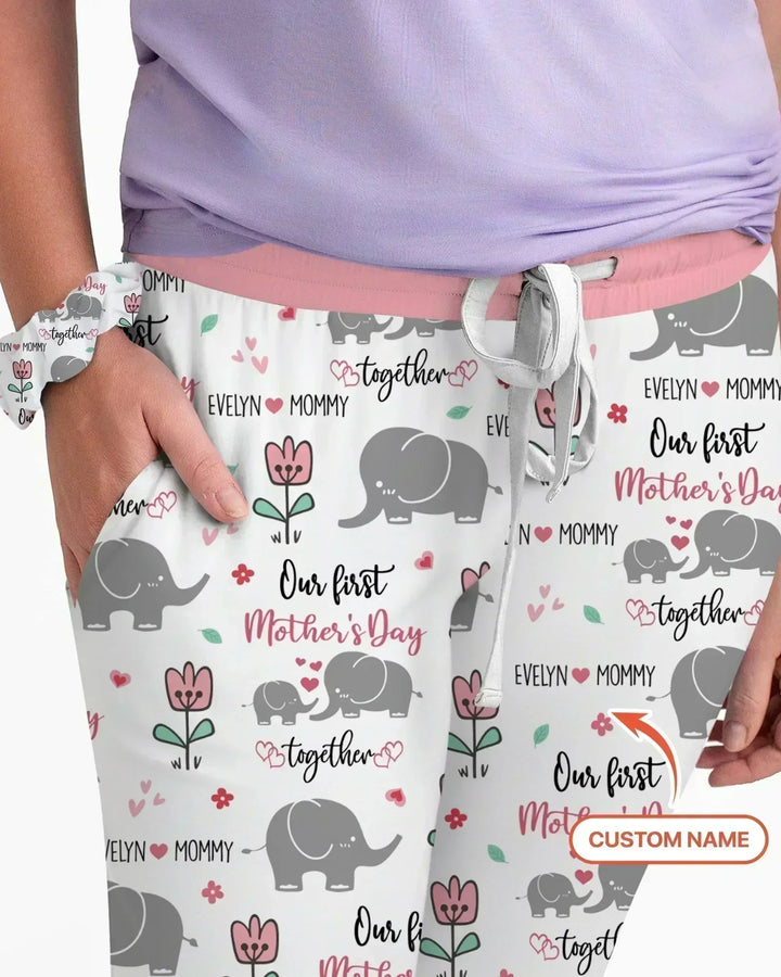 Elefant mit Wunschnamen Unser erster Muttertag Bambus Pyjama-Set für Damen