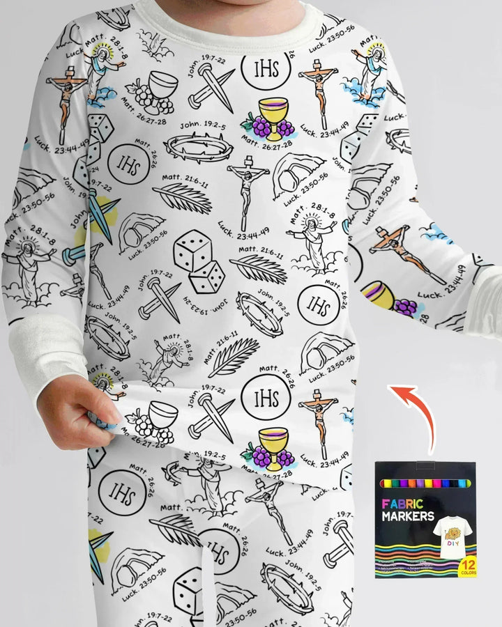 Zweiteiliges Langarm-Pyjama-Set mit Sommerfrüchten