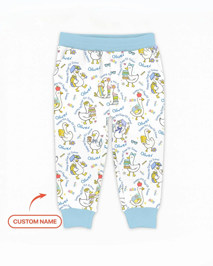 Custom Name Goose Happy 100 Days Of School Bamboo Jogger