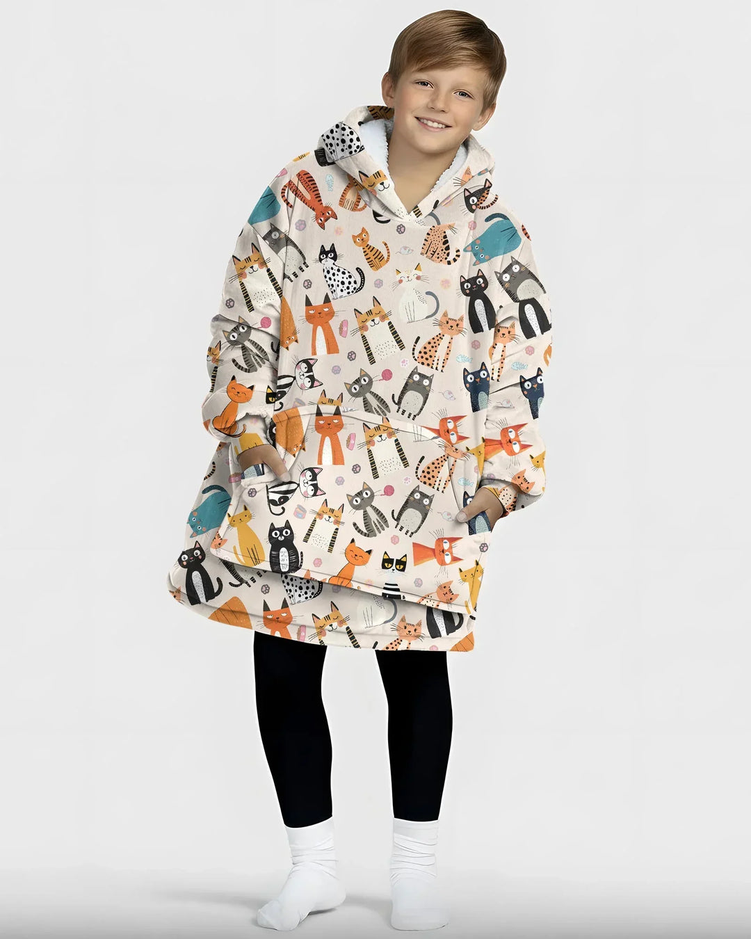 Goofy Mischief Katze Familie passender individueller Bambus-Deckenhoodie