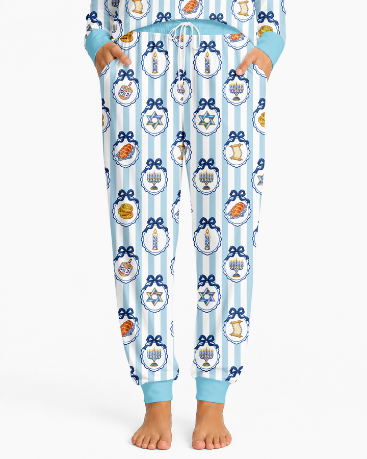 Hanukkah Bows & Blessings Mommy & Me Matching Bamboo Women Pajama Set
