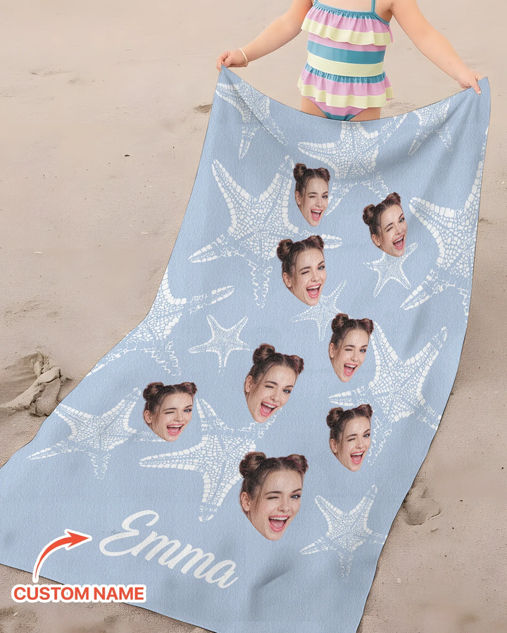 Personalisiertes Seestern-Bambus-Strandtuch mit Namen