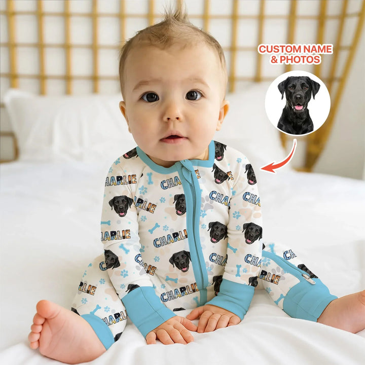 Custom Name Doodle Letters Blue Dog Bamboo Convertible Zippy