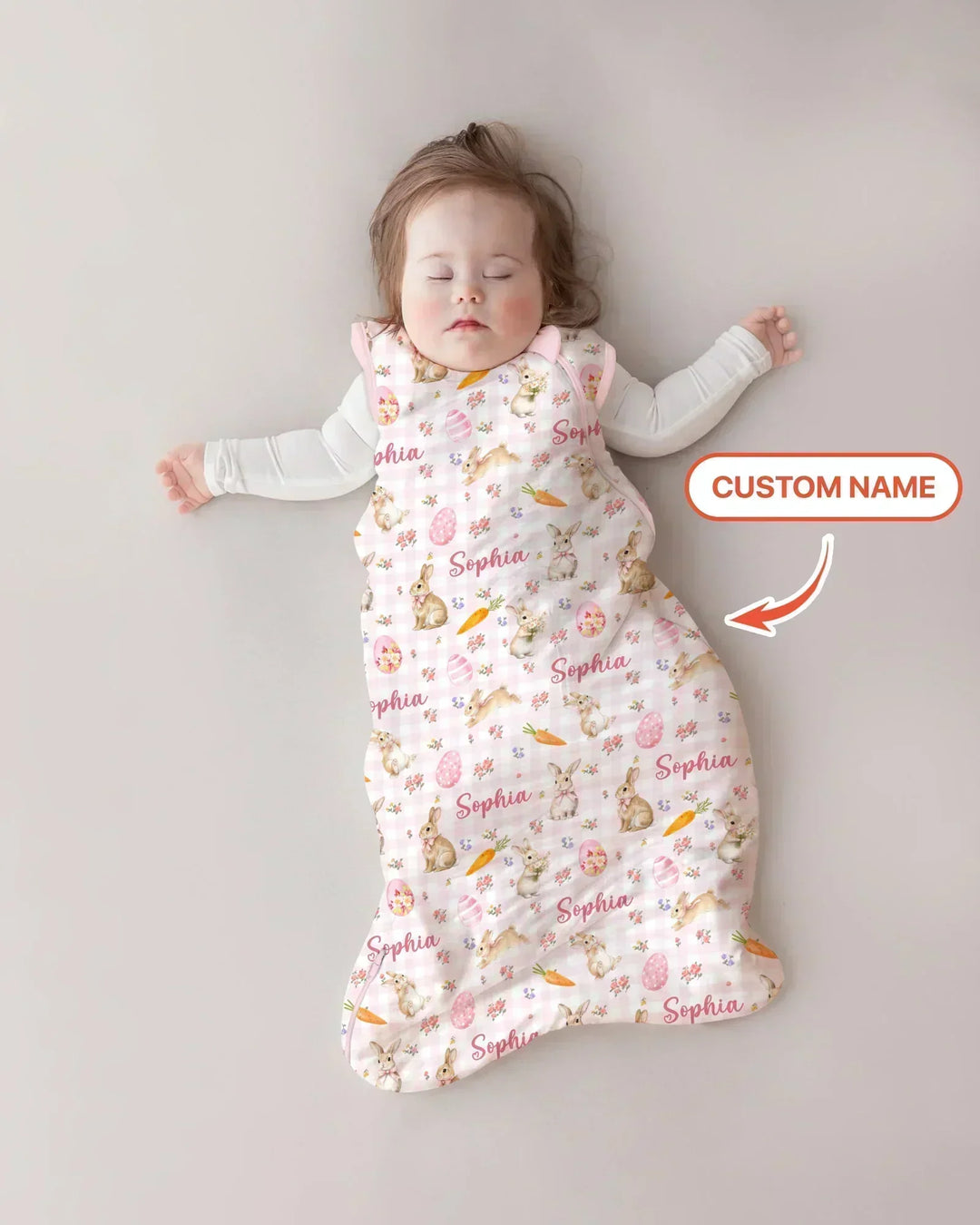 Custom Name Bunny Garden Bamboo Sleep Bag