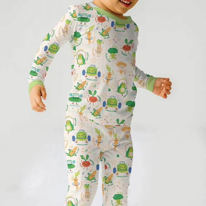 Zweiteiliges Langarm-Pyjama-Set mit Sommerfrüchten