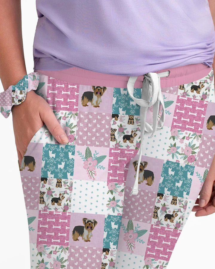 Blumen-Yorkie-Grace-Bambus-Damen-Pyjama-Set