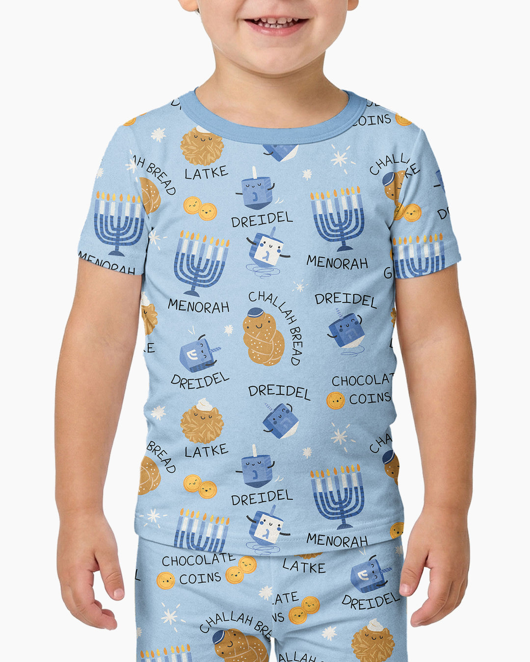 Family Hanukkah Matching Bamboo Two Piece Short Sleeve Pajama Set