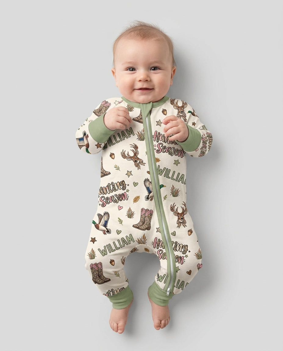 Custom Name Preppy Camo Bow Bamboo Convertible Zippy