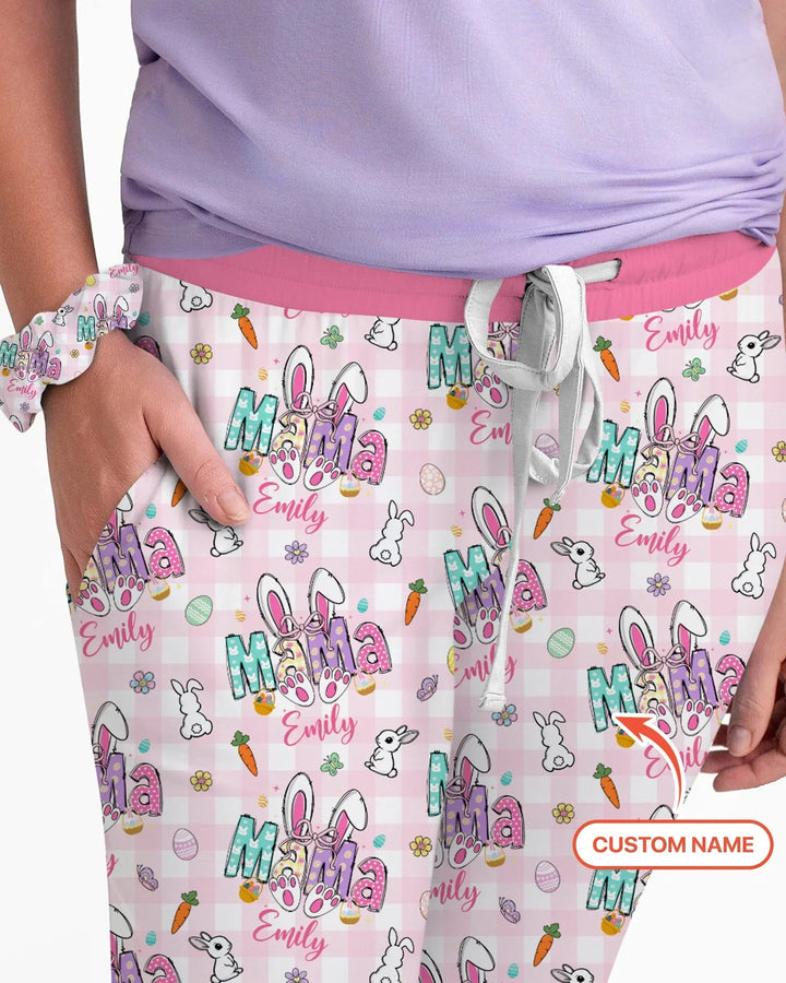 Personalisierter Name Oster-Familien-Look Bambus Damen Schlafanzug Set