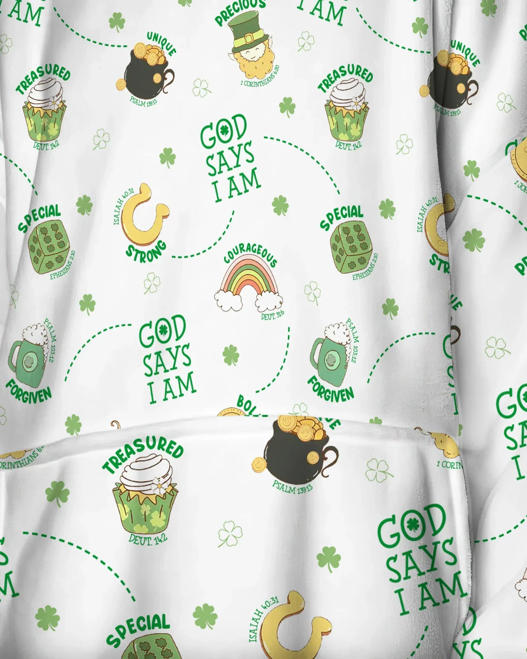 St. Patrick's Day Gott sagt, ich bin tragbare Bambusdecke Hoodie