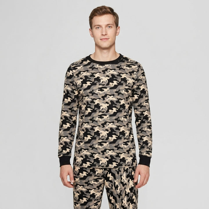 Camo Halloween Ghost Bamboo Men's Pajama Set