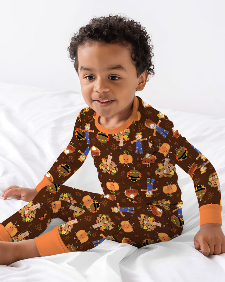 Zweiteiliges Langarm-Pyjama-Set mit Sommerfrüchten