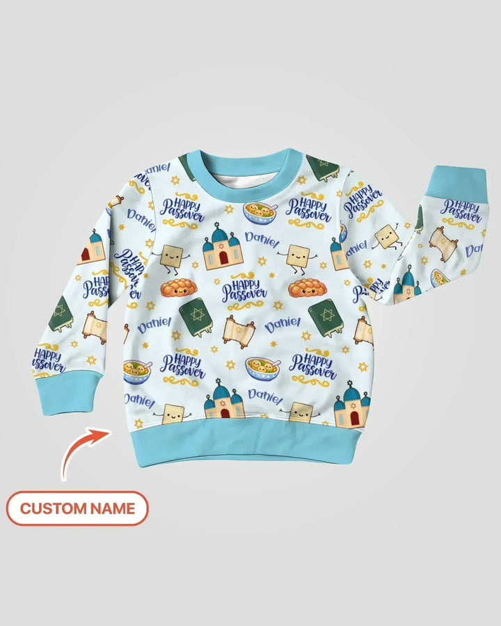 Benutzerdefinierter Name „Pesach Sameach“ Bambus-Rundhals-Sweatshirt