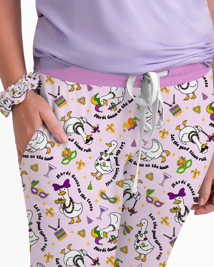Mardi Gras Alberne Gans Damen Pyjama-Set aus Bambus