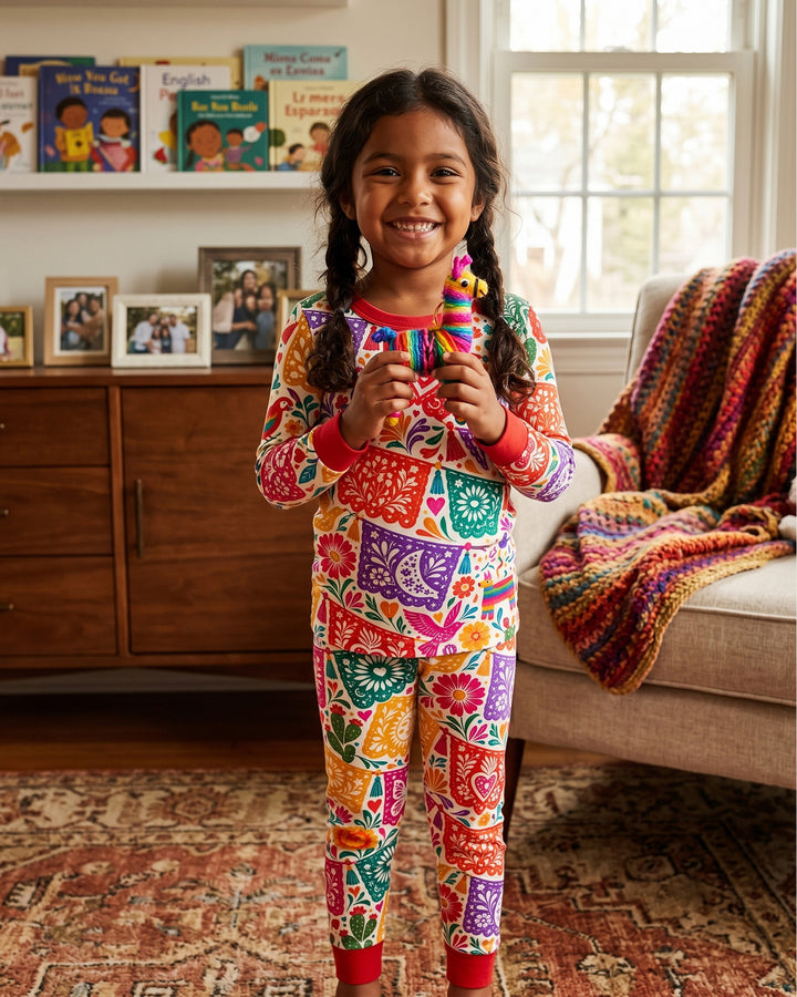 Mexican Fiesta Papel Picado Hispanic Bamboo Two Piece Long Sleeve Pajama Set