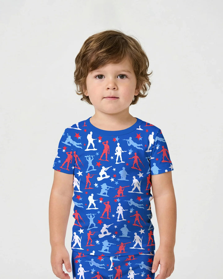 Template Zweiteiliges Pyjama-Set mit kurzen Ärmeln und Shorts