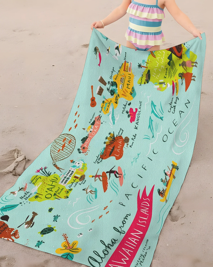 Hawaiian Islands Bamboo Beach Towel