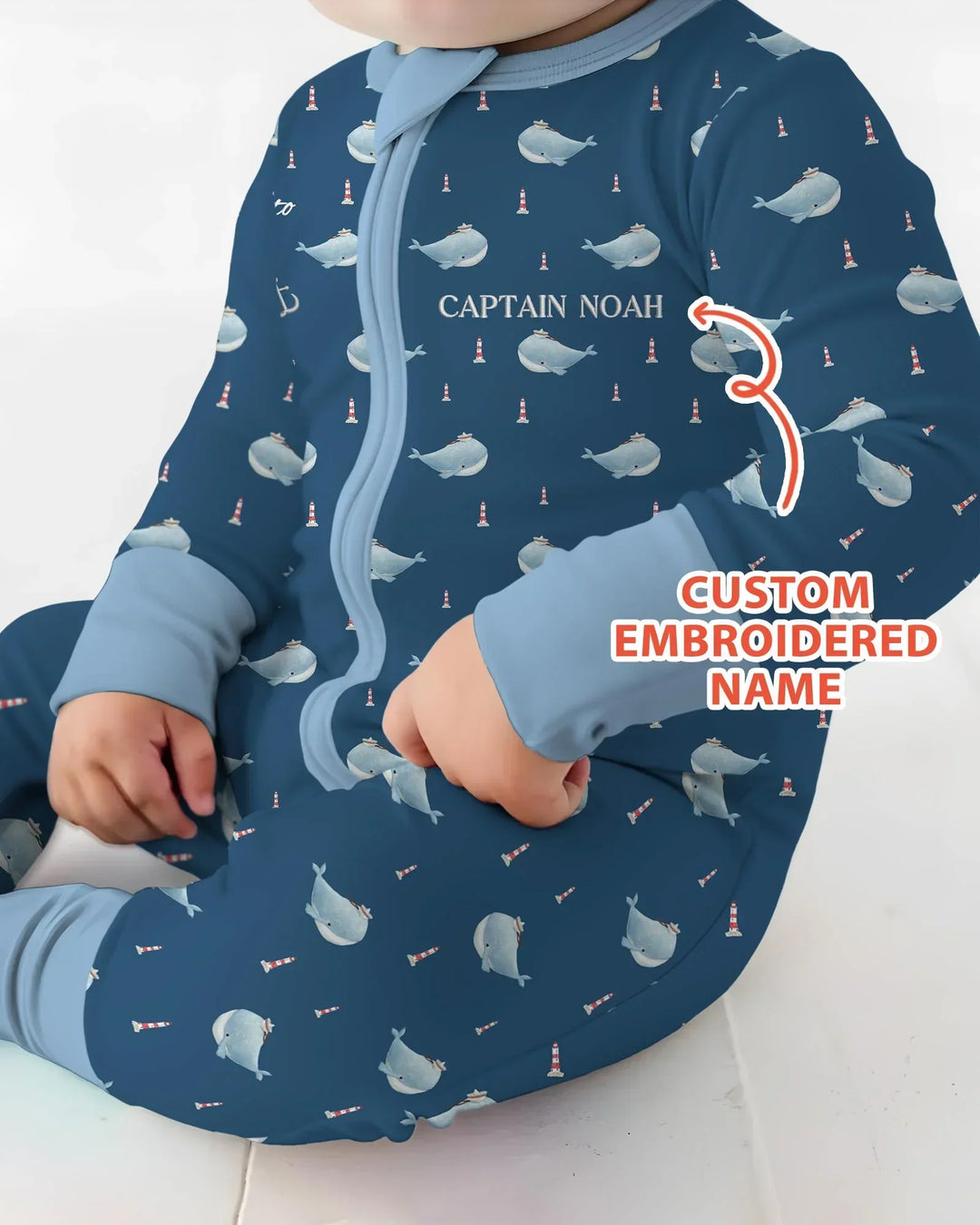 Custom Embroidered Name 1st Birthday Boy Bamboo Convertible Zippy