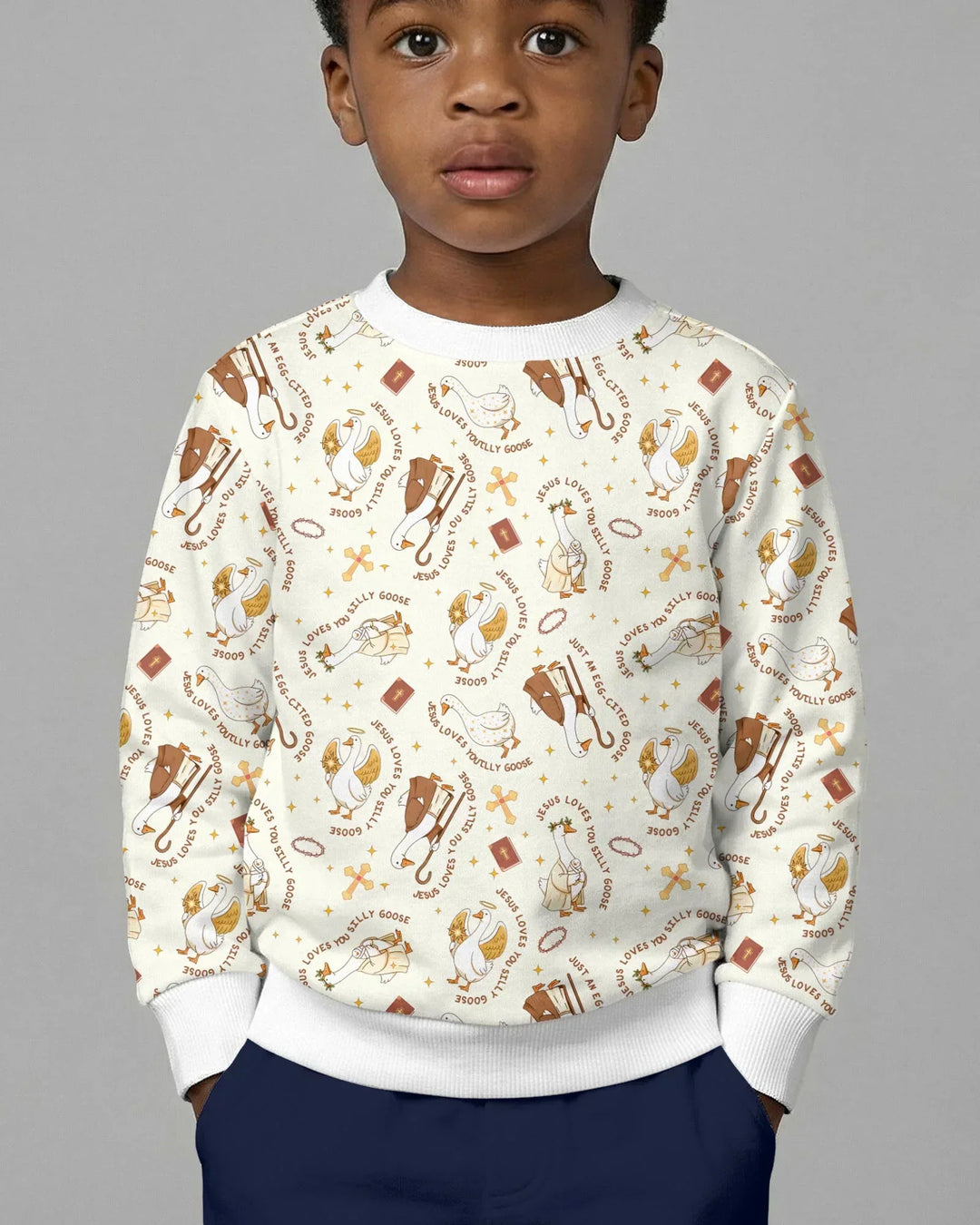 Jesus Liebt Dich Dumme Gans Bambus Crewneck Sweatshirt