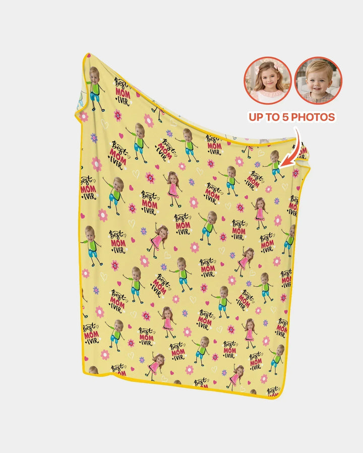 Custom Photo "Best Mom Ever" Doodle Bamboo Blanket
