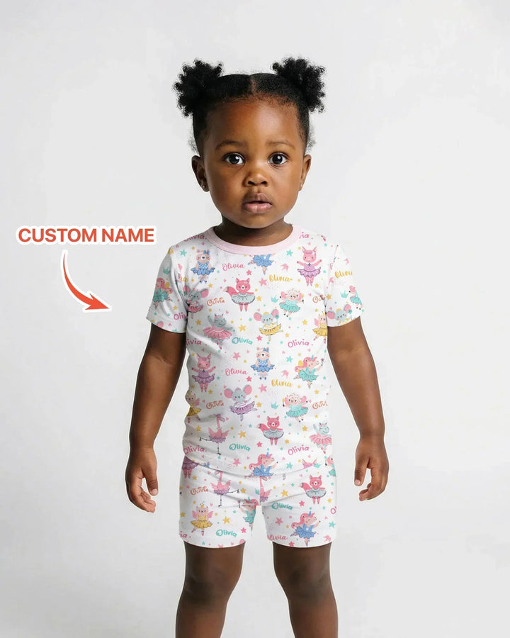 Zweiteiliges Pyjama-Set mit kurzen Ärmeln und Shorts im Sommer-Design