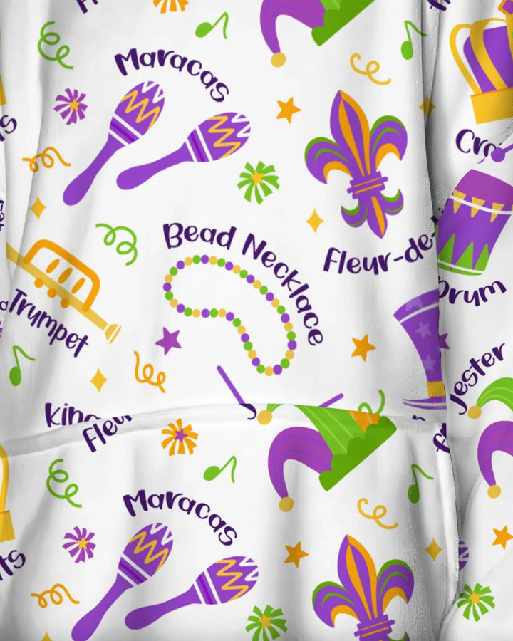 Mardi Gras Familien-Partnerlook Bambus-Deckenhoodie