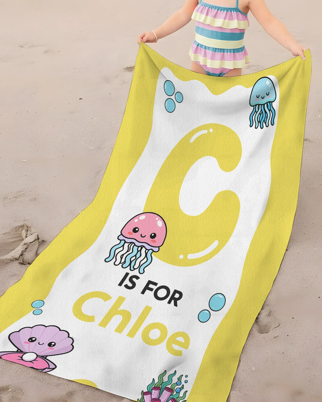 Personalised Ocean Theme Oversized Bamboo Beach Towel