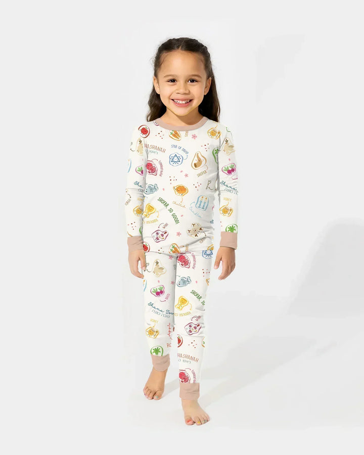 Zweiteiliges Langarm-Pyjama-Set mit Sommerfrüchten