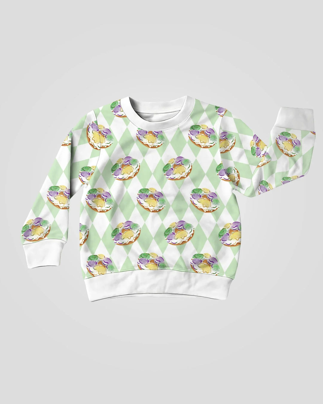 Mardi Gras Donut Bambus-Sweatshirt mit Rundhalsausschnitt