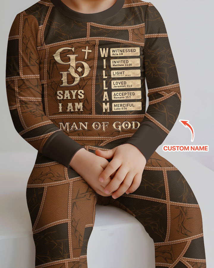 Personalized God Says I Am Letter In Bible Bamboo Two Piece Long Sleeve Pajama Set