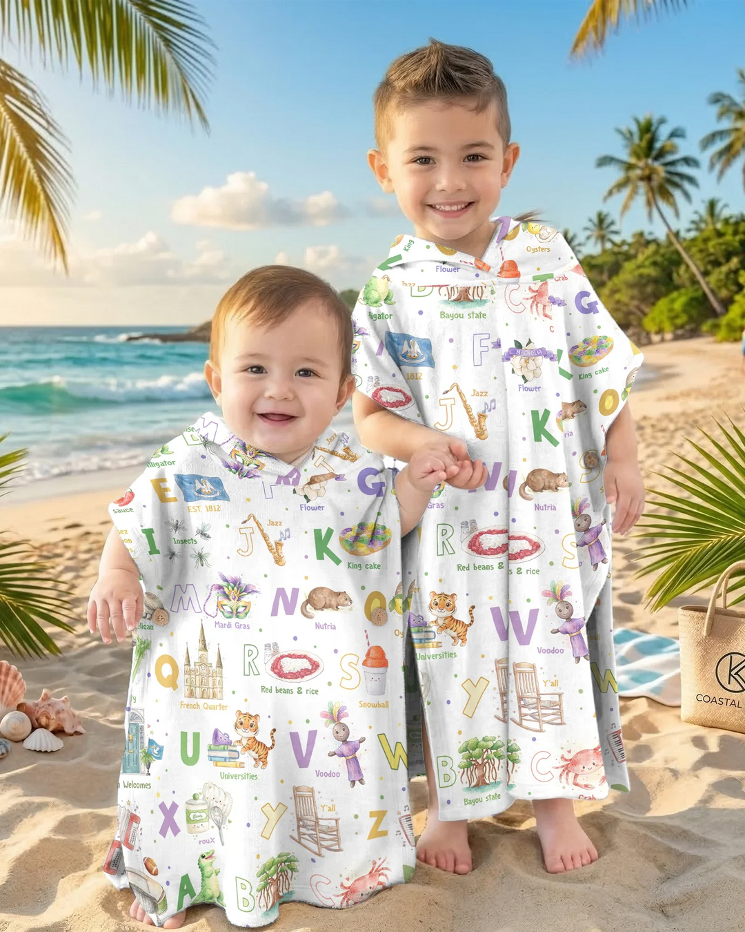 Alphabet of Lousiana Bamboo Swim Poncho