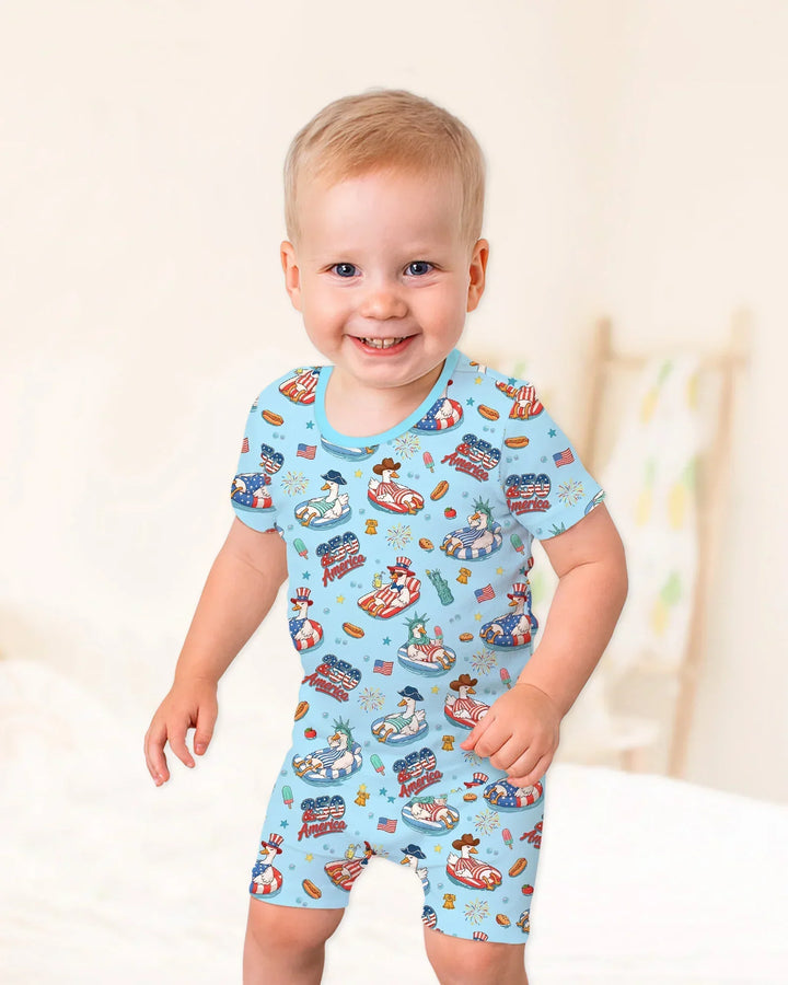 Schlafanzug-Set zweiteilig, kurze Ärmel, kurze Hose, Bambus