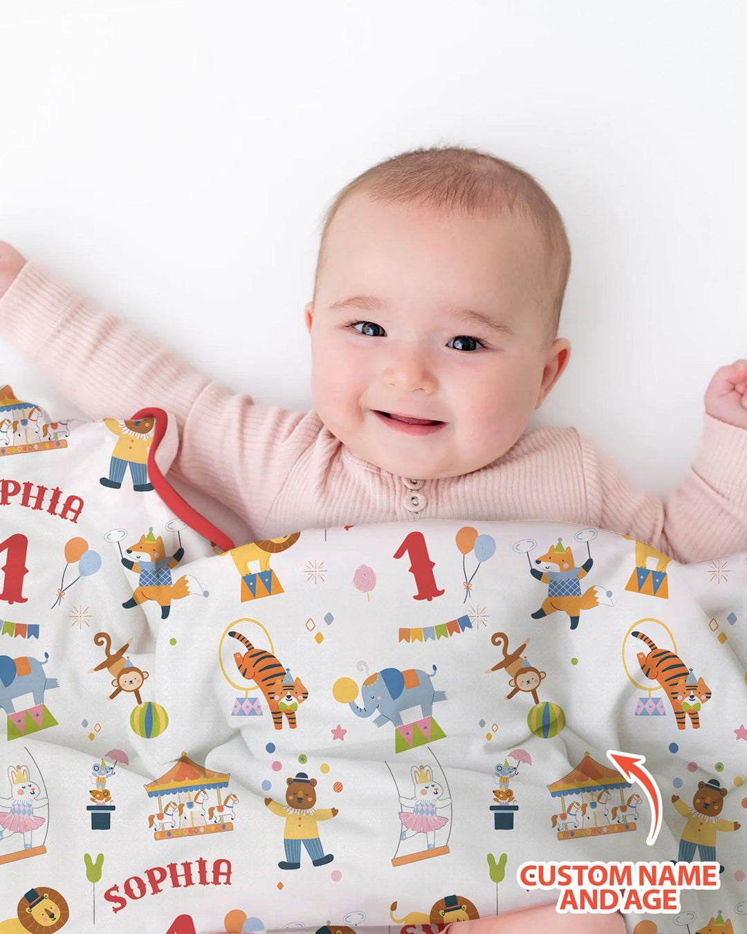 Custom Name Birthday Circus Bamboo Blanket